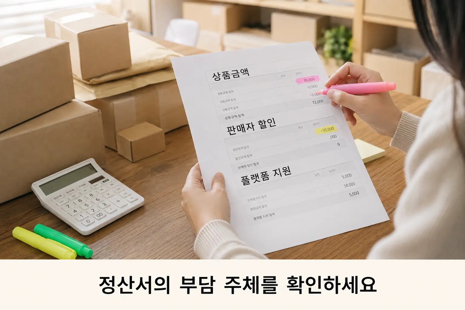 정산서에서 부담 주체를 확인하는 판매자