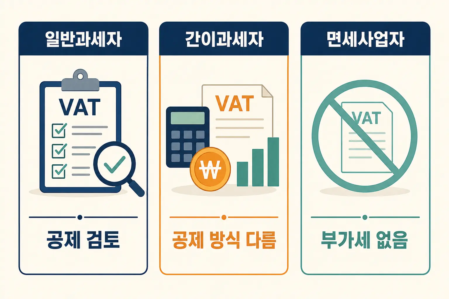 공급자 과세유형별 부가세 처리 비교