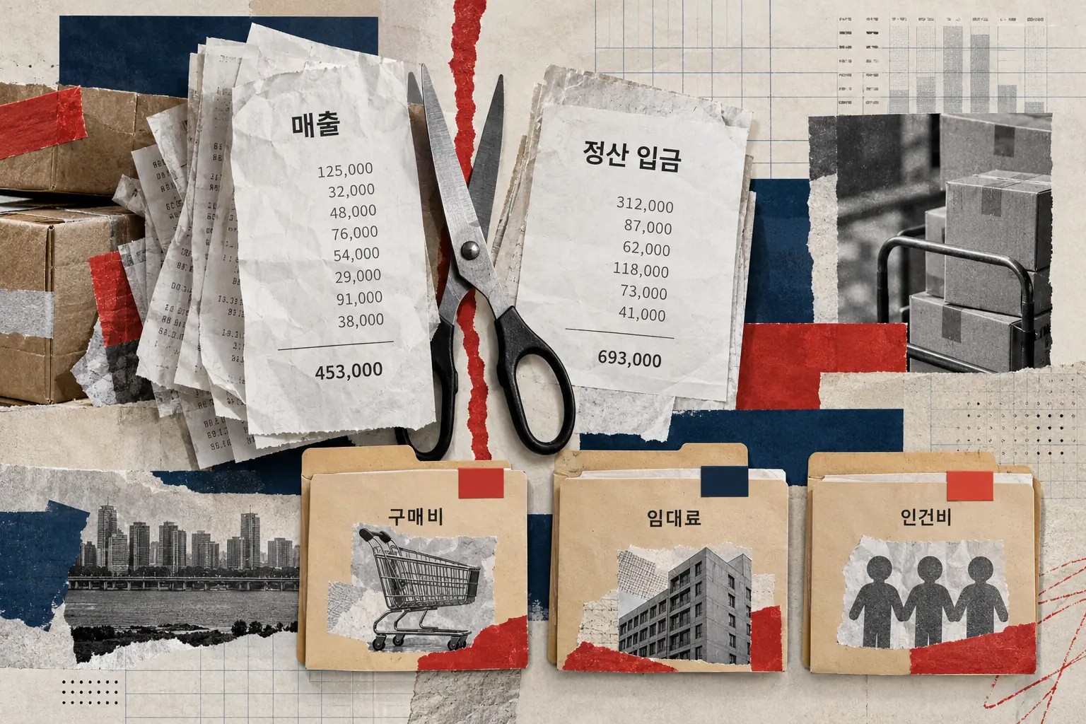 매출·정산입금·주요경비를 분리한 혼합 편집 이미지