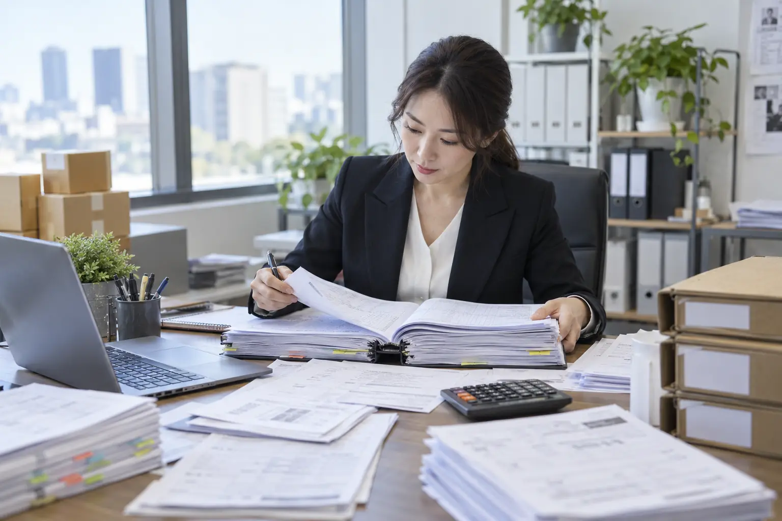 이커머스 장부와 증빙을 검토하는 세무전문가